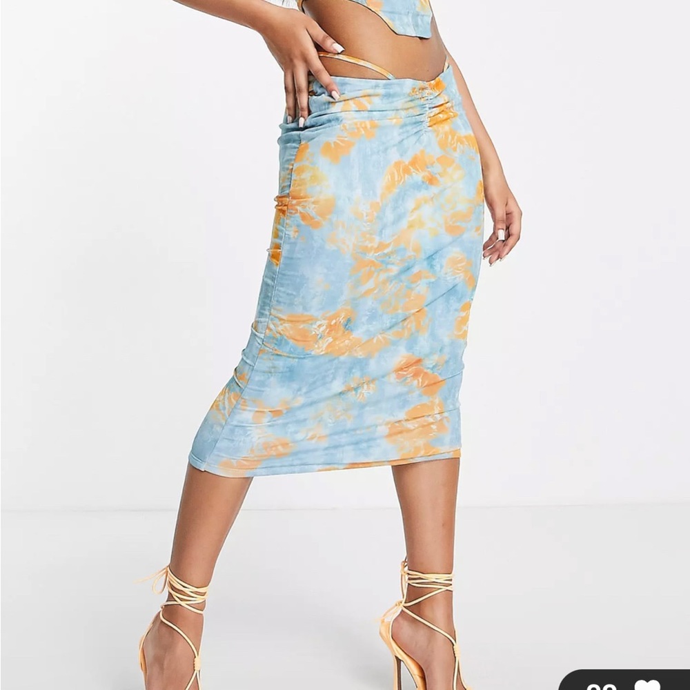 Ei8th Hour strappy midi skirt in blue and orange print - part of a set